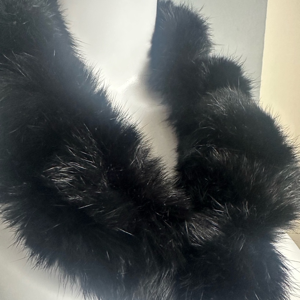 Genuine Rabbit Fur Angora Elegant Black Infinity Neck Scarf - Picture 5 of 5